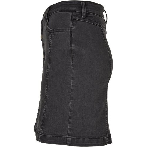 Urban Classics Ladies Organic Stretch Button Denim Skirt black washed 26