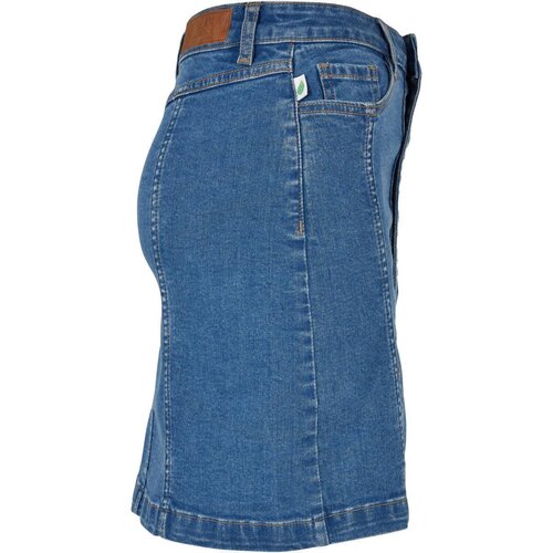 Urban Classics Ladies Organic Stretch Button Denim Skirt clearblue washed 29