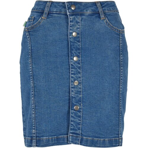 Urban Classics Ladies Organic Stretch Button Denim Skirt clearblue washed 29