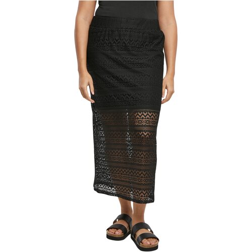 Urban Classics Ladies Stretch Crochet Lace Midi Skirt black 4XL