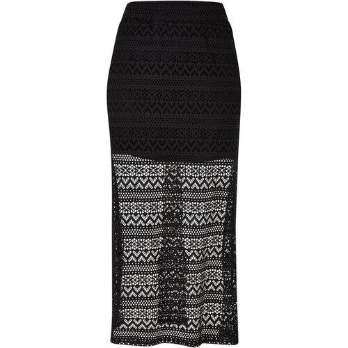 Urban Classics Ladies Stretch Crochet Lace Midi Skirt black 4XL