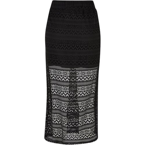 Urban Classics Ladies Stretch Crochet Lace Midi Skirt black 4XL