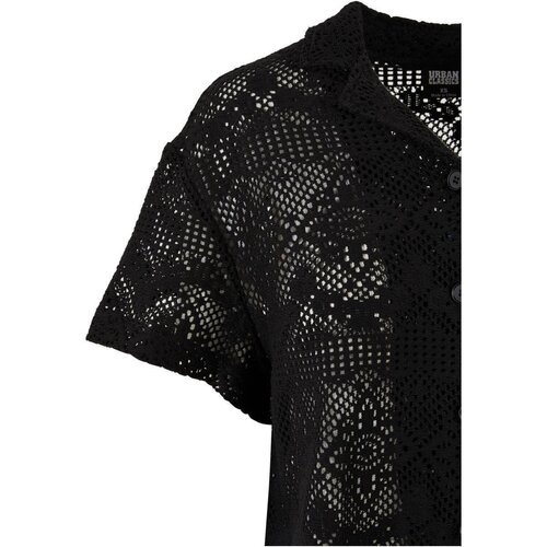 Urban Classics Ladies Crochet Lace Resort Shirt black 4XL