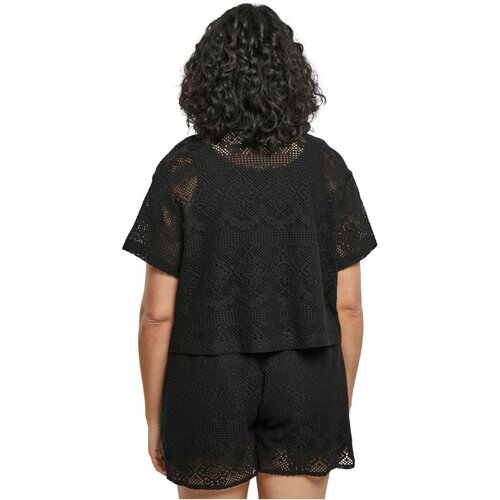 Urban Classics Ladies Crochet Lace Resort Shirt black 4XL