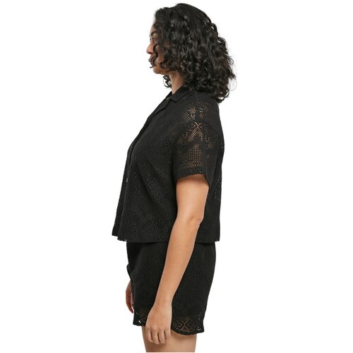 Urban Classics Ladies Crochet Lace Resort Shirt black 4XL