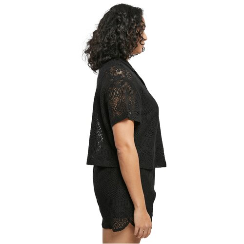 Urban Classics Ladies Crochet Lace Resort Shirt black 4XL