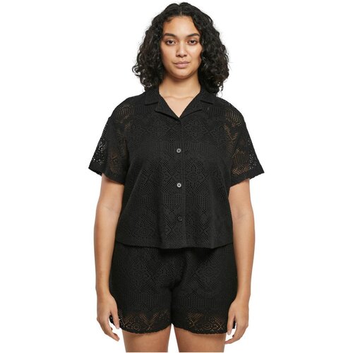 Urban Classics Ladies Crochet Lace Resort Shirt black 4XL