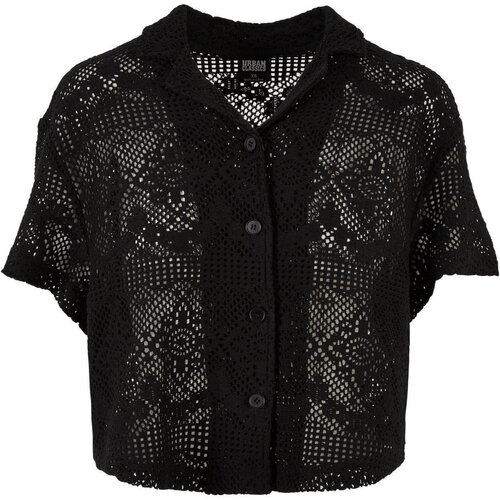 Urban Classics Ladies Crochet Lace Resort Shirt black 4XL