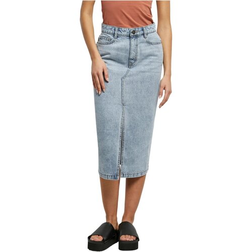 Urban Classics Ladies Midi Denim Skirt tinted lightblue washed 29