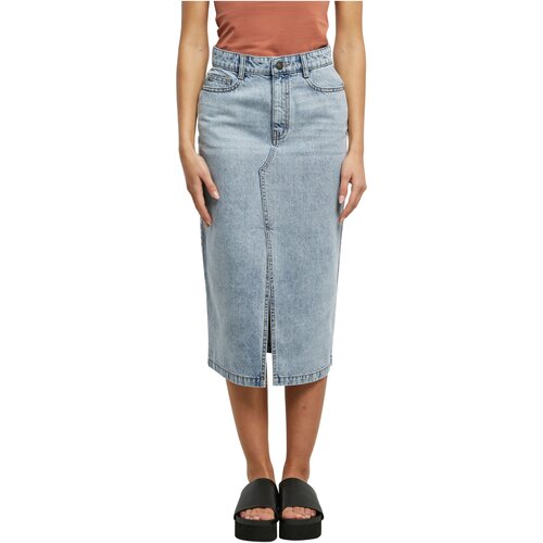 Urban Classics Ladies Midi Denim Skirt tinted lightblue washed 29