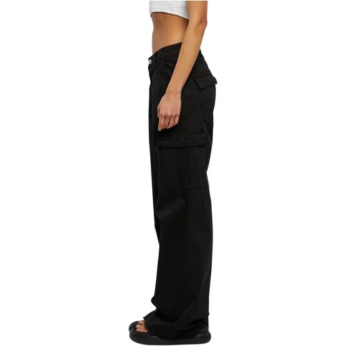 Urban Classics Ladies High Waist Wide Leg Twill Cargo Pants black 26