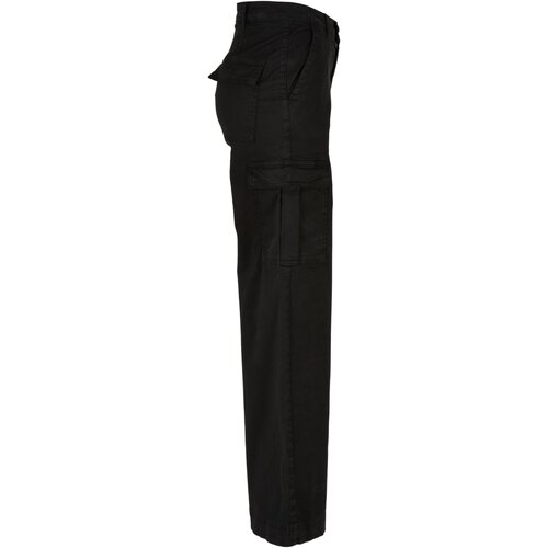 Urban Classics Ladies High Waist Wide Leg Twill Cargo Pants black 28