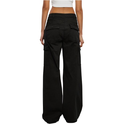 Urban Classics Ladies High Waist Wide Leg Twill Cargo Pants black 28