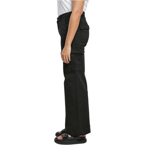 Urban Classics Ladies High Waist Wide Leg Twill Cargo Pants black 28