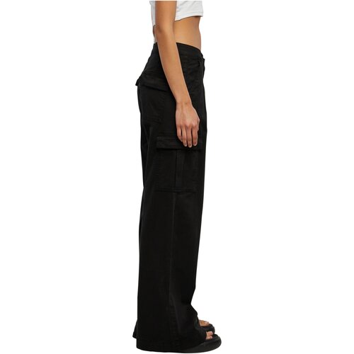 Urban Classics Ladies High Waist Wide Leg Twill Cargo Pants black 28