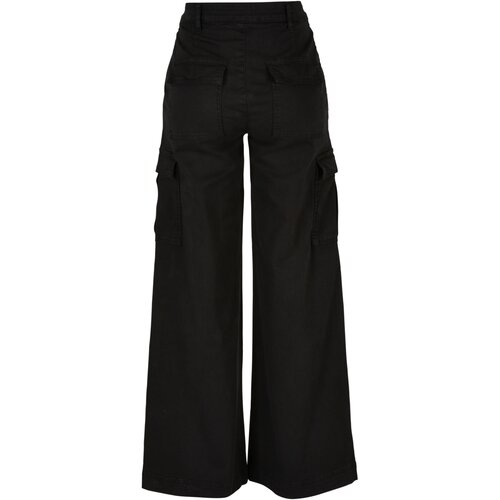 Urban Classics Ladies High Waist Wide Leg Twill Cargo Pants black 28