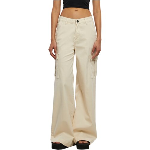 Urban Classics Ladies High Waist Wide Leg Twill Cargo Pants whitesand 29