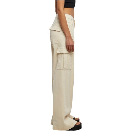 Urban Classics Ladies High Waist Wide Leg Twill Cargo Pants whitesand 29
