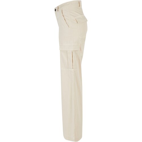 Urban Classics Ladies High Waist Wide Leg Twill Cargo Pants whitesand 29