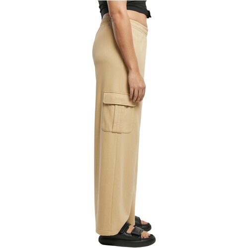 Urban Classics Ladies Highwaist Wide Leg Cargo Terry Pants unionbeige XXL