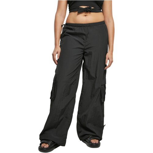 Urban Classics Ladies Wide Crinkle Nylon Cargo Pants black 3XL