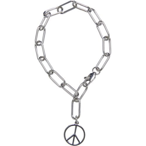 Urban Classics Y Chain Peace Pendant Necklace And Bracelet silver one size
