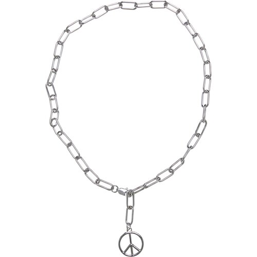 Urban Classics Y Chain Peace Pendant Necklace And Bracelet silver one size