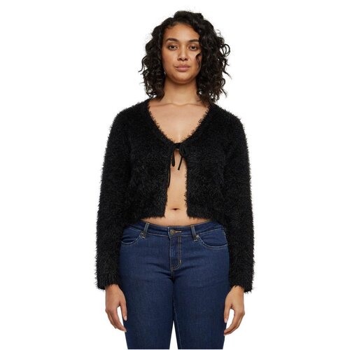 Urban Classics Ladies Tied Cropped Feather Cardigan black 3XL