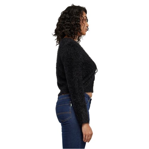 Urban Classics Ladies Tied Cropped Feather Cardigan black 3XL