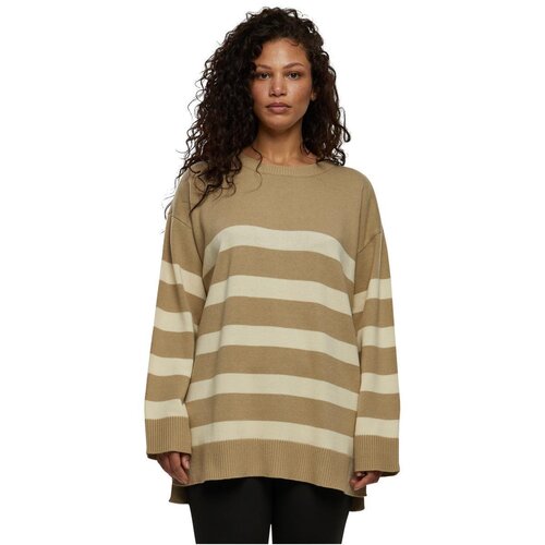 Urban Classics Ladies Striped Knit Crew Sweater wetsand/sand 4XL