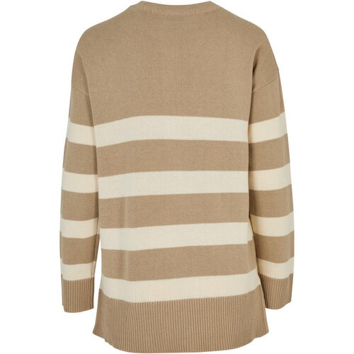 Urban Classics Ladies Striped Knit Crew Sweater wetsand/sand 4XL