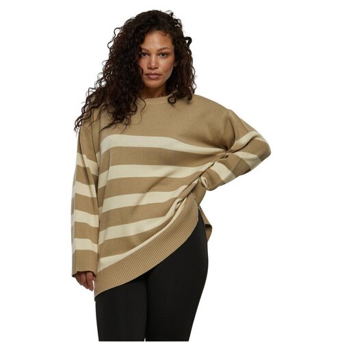 Urban Classics Ladies Striped Knit Crew Sweater wetsand/sand 4XL