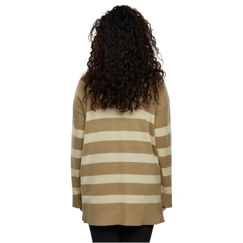 Urban Classics Ladies Striped Knit Crew Sweater wetsand/sand 4XL