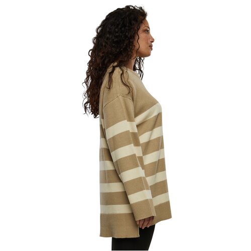 Urban Classics Ladies Striped Knit Crew Sweater wetsand/sand 4XL