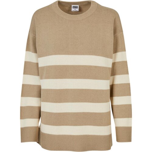 Urban Classics Ladies Striped Knit Crew Sweater wetsand/sand XS