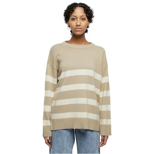 Urban Classics Ladies Striped Knit Crew Sweater wetsand/sand XS