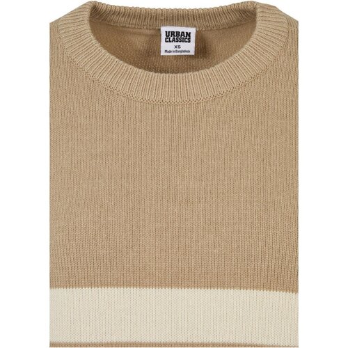 Urban Classics Ladies Striped Knit Crew Sweater wetsand/sand XS