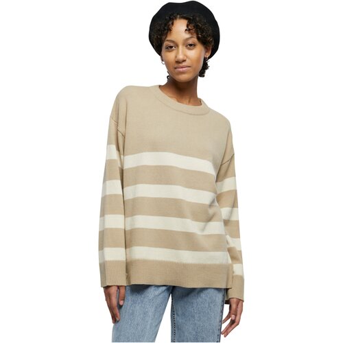 Urban Classics Ladies Striped Knit Crew Sweater wetsand/sand XS