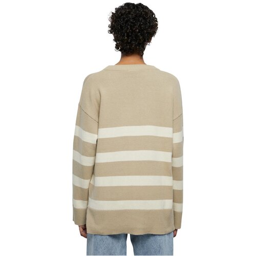 Urban Classics Ladies Striped Knit Crew Sweater wetsand/sand XS