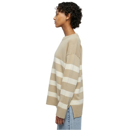 Urban Classics Ladies Striped Knit Crew Sweater wetsand/sand XS