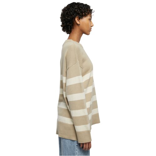 Urban Classics Ladies Striped Knit Crew Sweater wetsand/sand XS