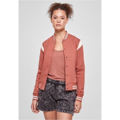 Urban Classics Ladies Inset College Sweat Jacket terracotta/whitesand XS