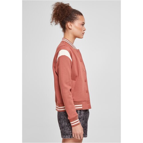 Urban Classics Ladies Inset College Sweat Jacket terracotta/whitesand XS