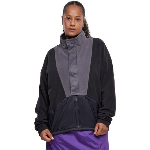 Urban Classics Ladies Polarfleece Track Jacket black/darkshadow 4XL