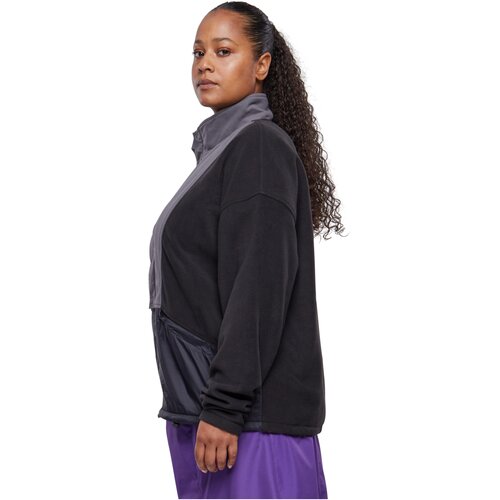 Urban Classics Ladies Polarfleece Track Jacket black/darkshadow 4XL