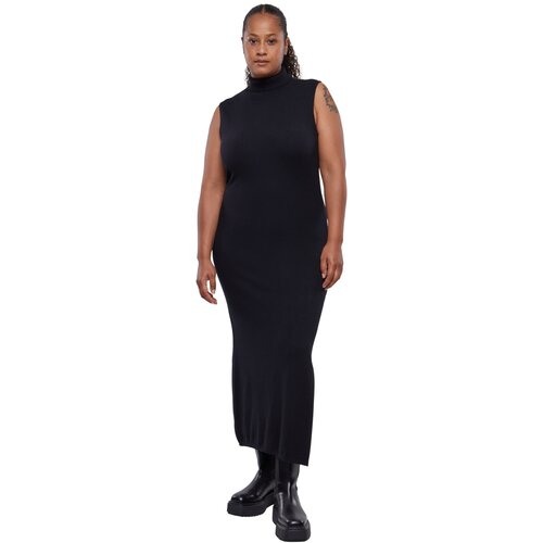 Urban Classics Ladies Knitted Eco Viscose Turtleneck Dress black 5XL