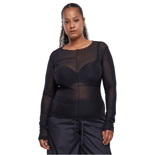 Urban Classics Ladies Exposed Seam Mesh Longsleeve black 5XL