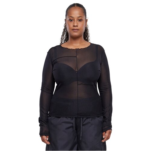 Urban Classics Ladies Exposed Seam Mesh Longsleeve black 5XL