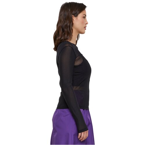 Urban Classics Ladies Exposed Seam Mesh Longsleeve black XS