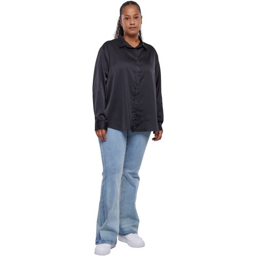 Urban Classics Ladies Satin Shirt black 4XL